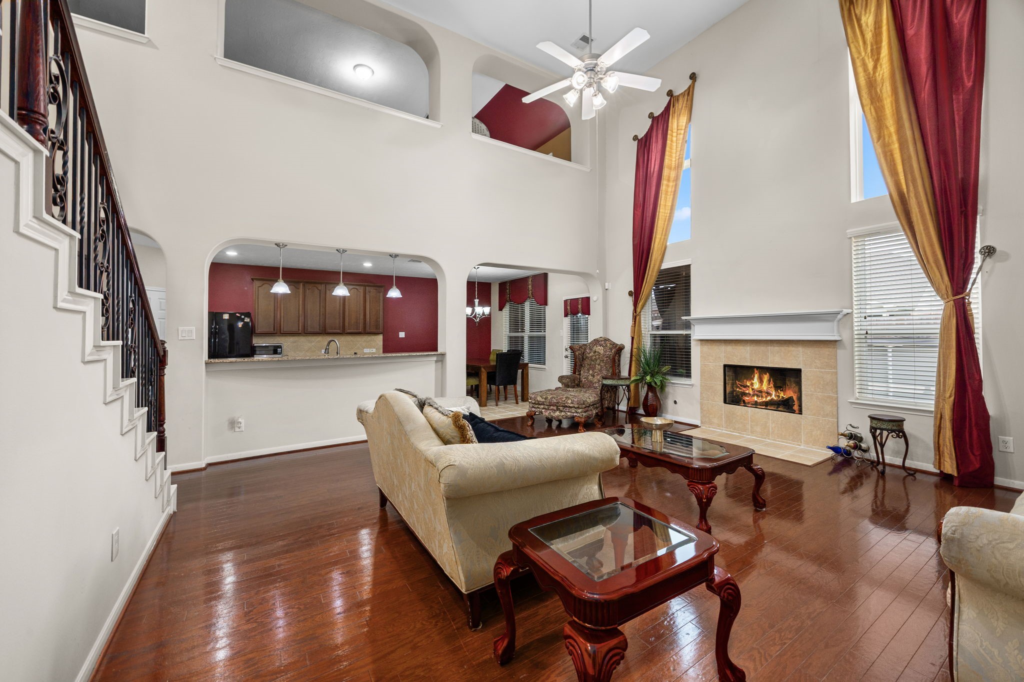 6719 Latchmore Lane Houston, TX 77049 - Photo 8 of 46 a living room with furniture and a fireplace