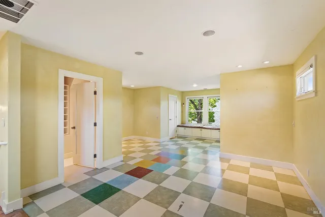 a view of a bathroom with a glass door shower and a bathtub