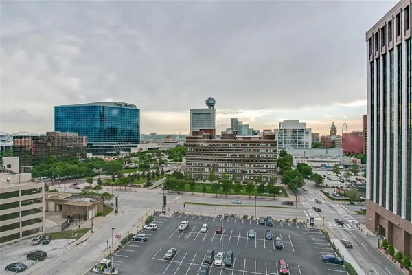 a view of a city with tall buildings