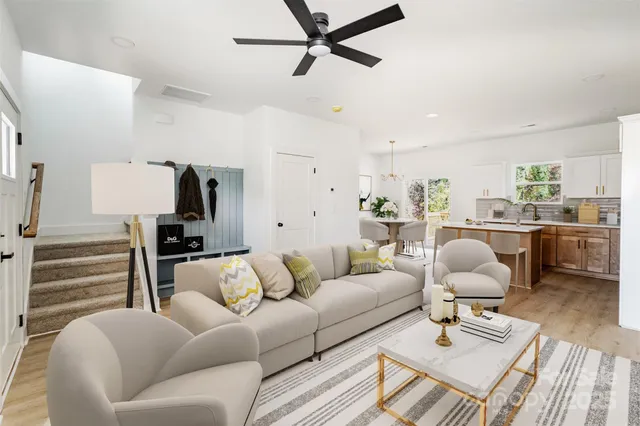 a living room with furniture