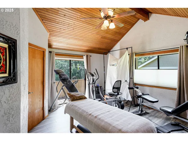 a view of a room with gym equipment