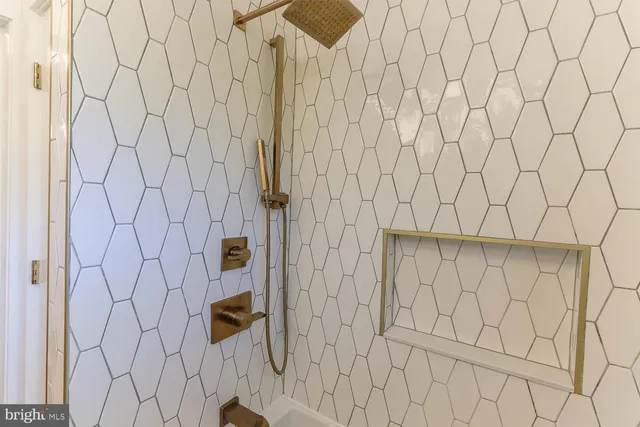 a bathroom with a shower curtain