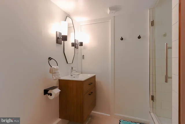 a bathroom with a shower