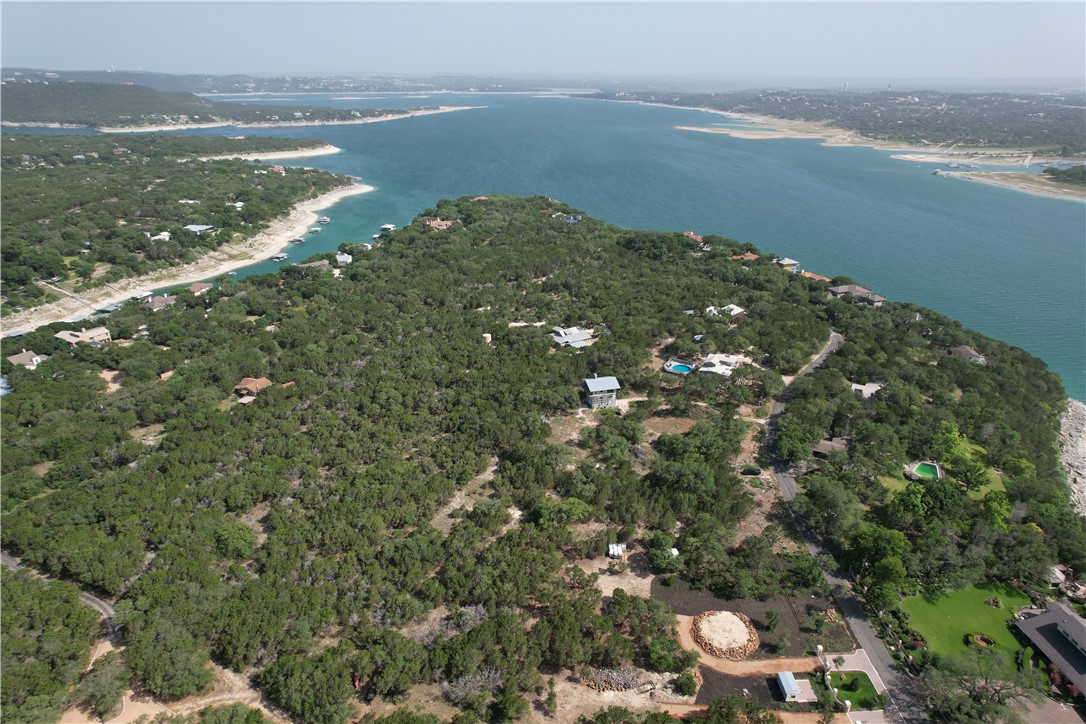 a view of a lake from a yard