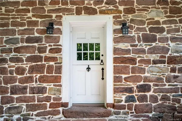 a view of a door with a shower