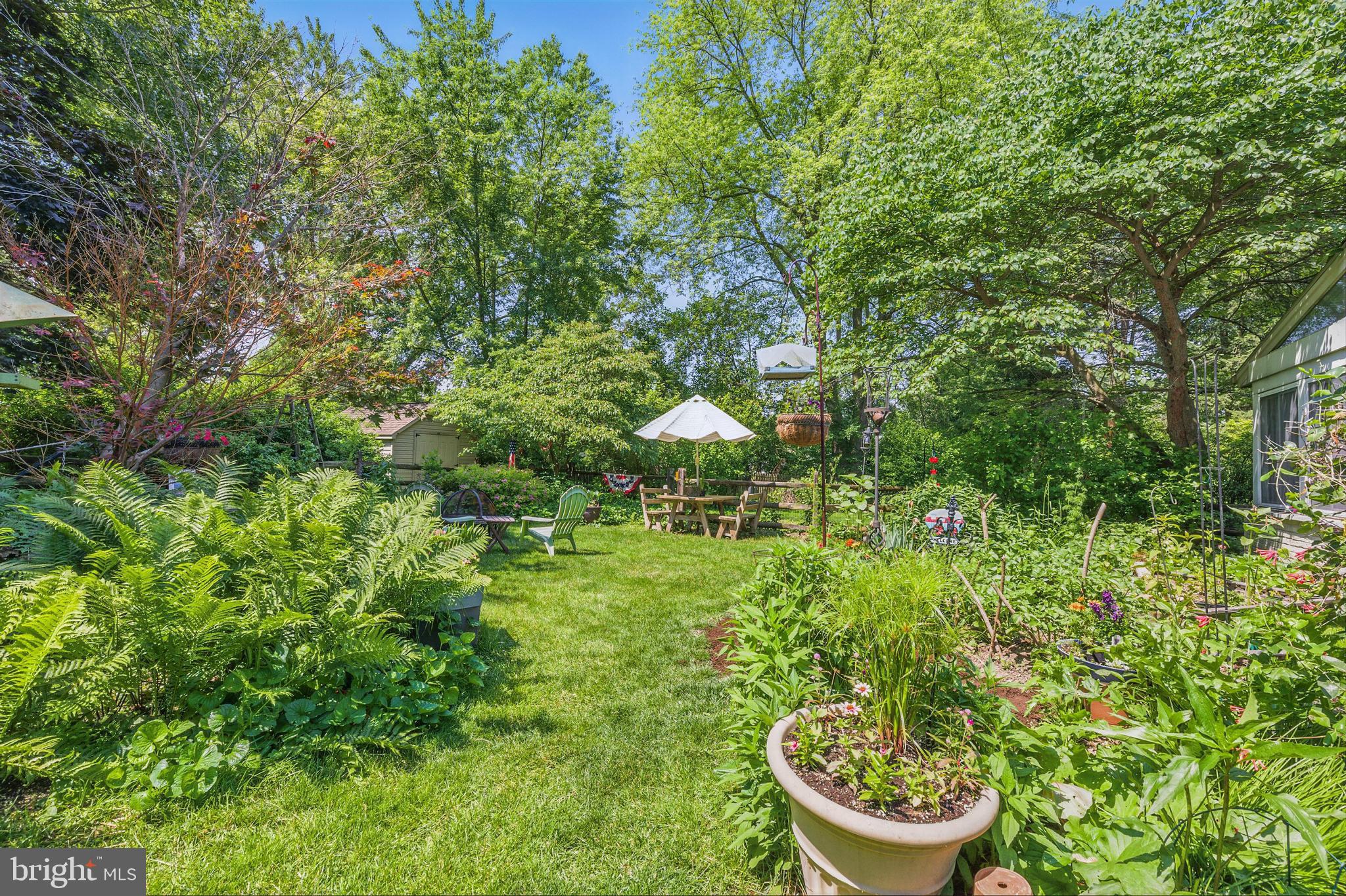 2 Farm Lane Lititz, PA 17543 - Photo 29 of 38 a view of a backyard with plants and a fountain