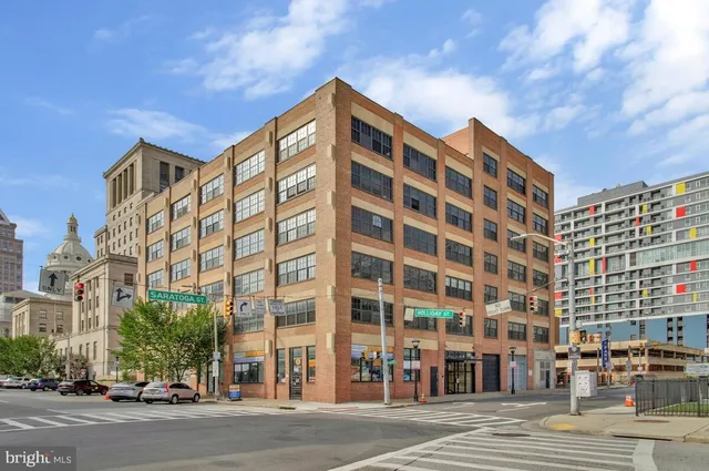a view of a building and a street