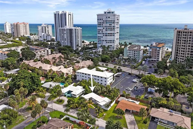 a city view with tall buildings