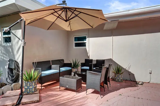 a living room with furniture