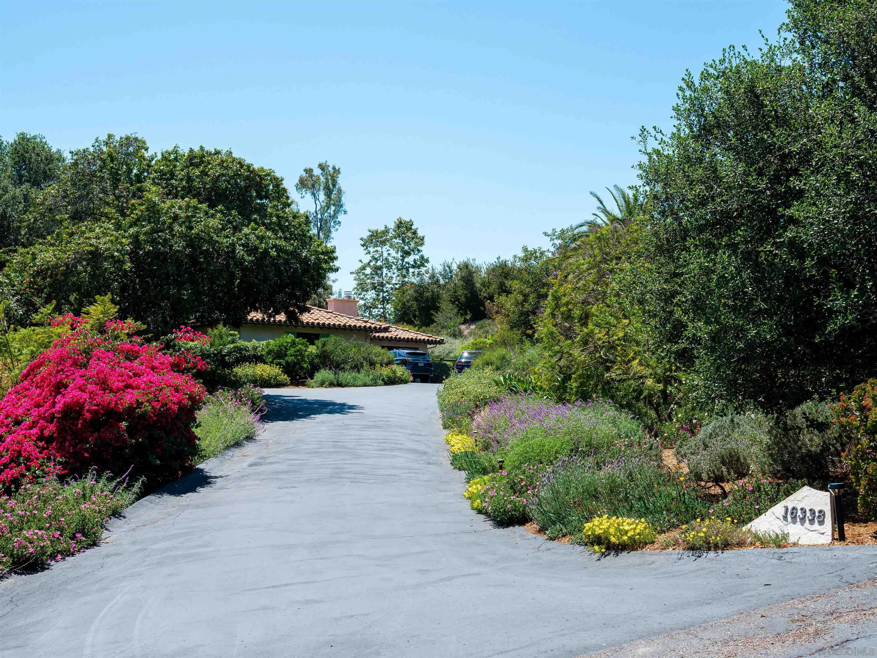 16338 Via Del Alba Rancho Santa Fe, CA 92067 - Photo 3 of 46 a view of a garden with a lot of flower plants and wooden fence