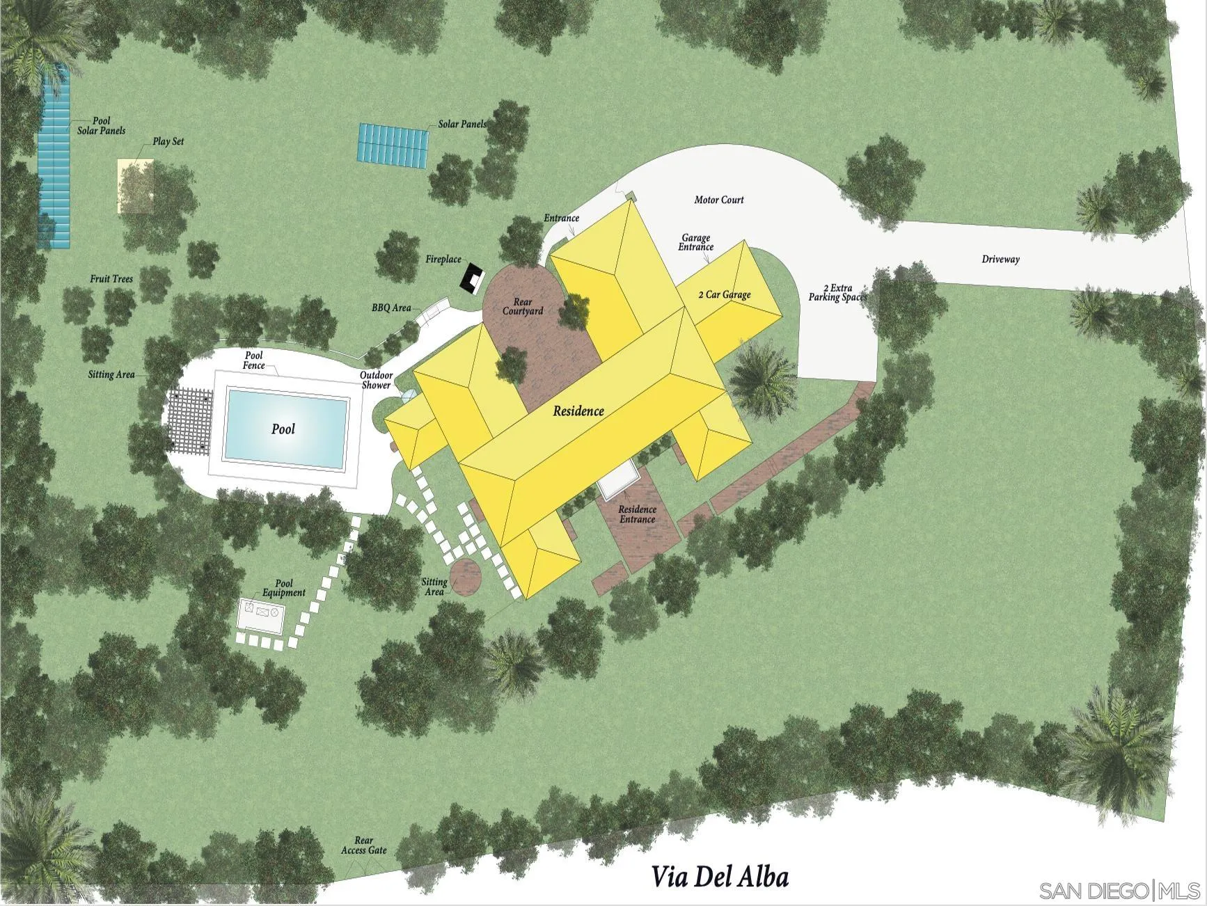 16338 Via Del Alba Rancho Santa Fe, CA 92067 - Photo 46 of 46 an aerial view of a house with swimming pool and large trees