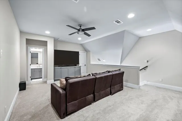 a building outdoor space with patio furniture and potted plants