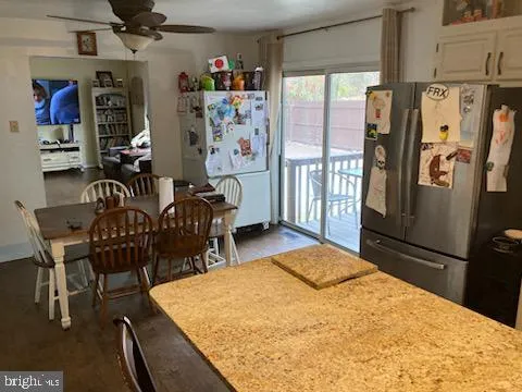 a bed room with a bed and a table