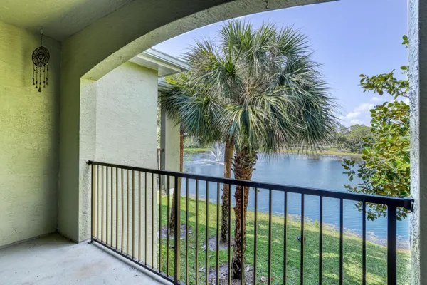 a view of a balcony with a plant