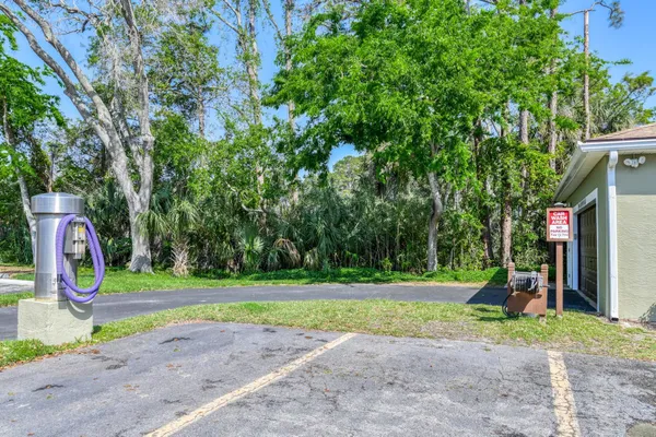 a view of a park with swings