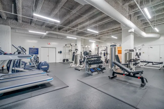 a view of a room with gym equipment