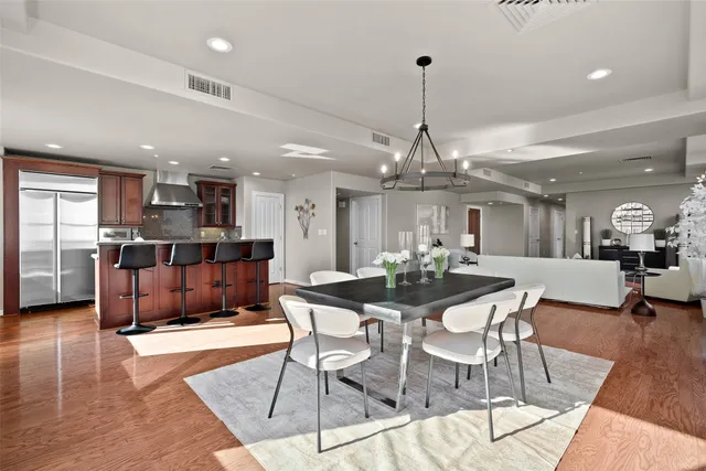 a view of a dining area with furniture
