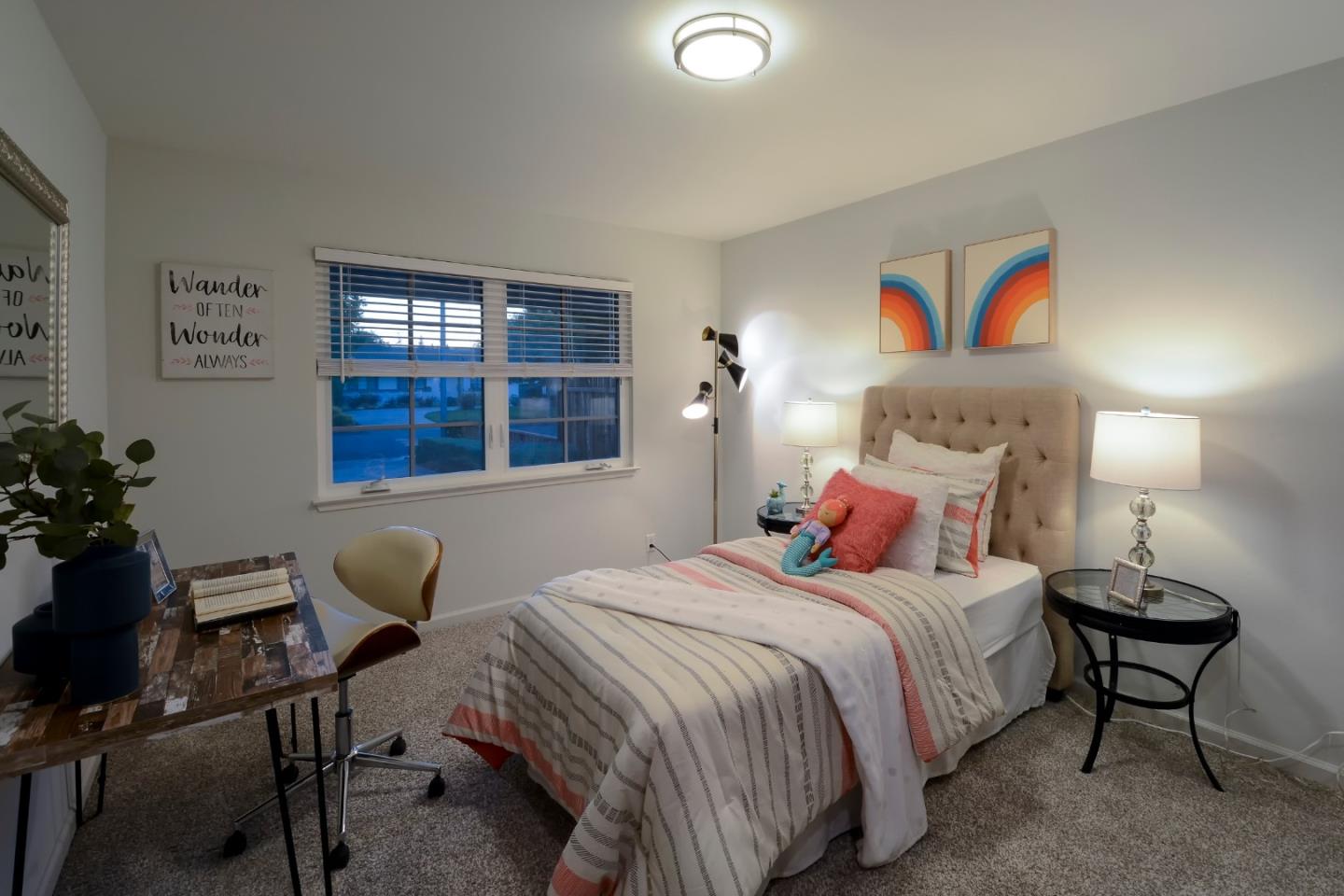 10166 Bonny Drive Cupertino, CA 95014 - Photo 24 of 46 a bedroom with a bed a desk and chair with window
