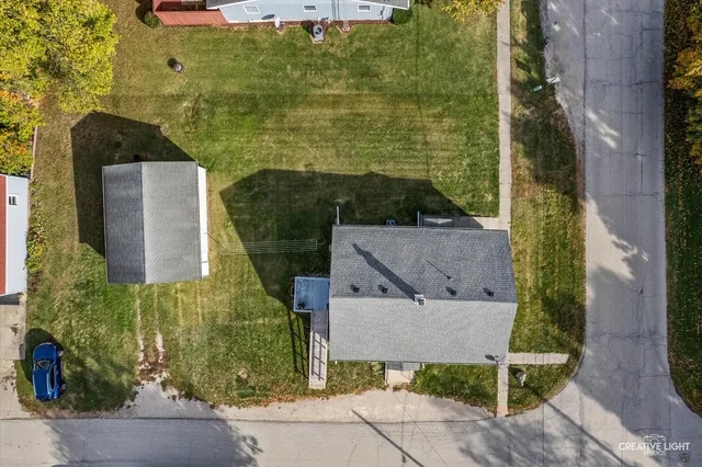 an aerial view of a house