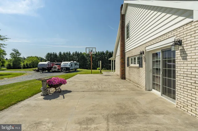 a view of swimming pool with red outdoor space