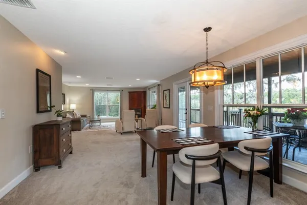 a view of a dining room and livingroom view