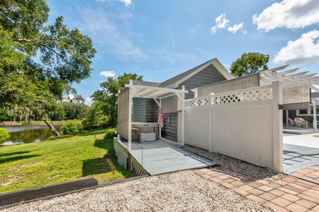 a view of swimming pool from a balcony