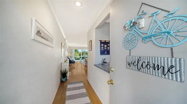 a view of a hallway with entryway