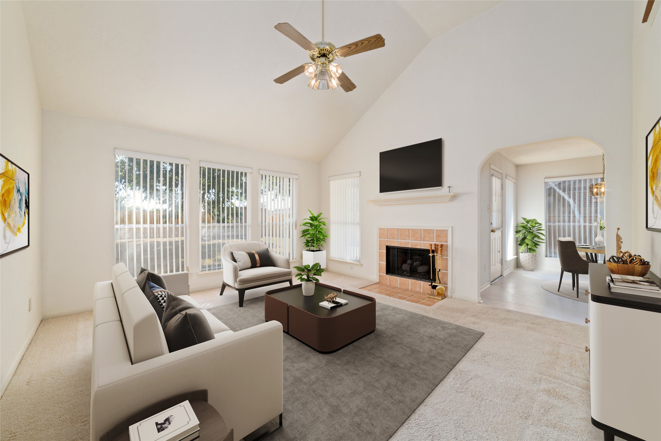 3327 Keygate Drive Spring, TX 77388 - Photo 11 of 37 a living room with furniture a fireplace and a flat screen tv