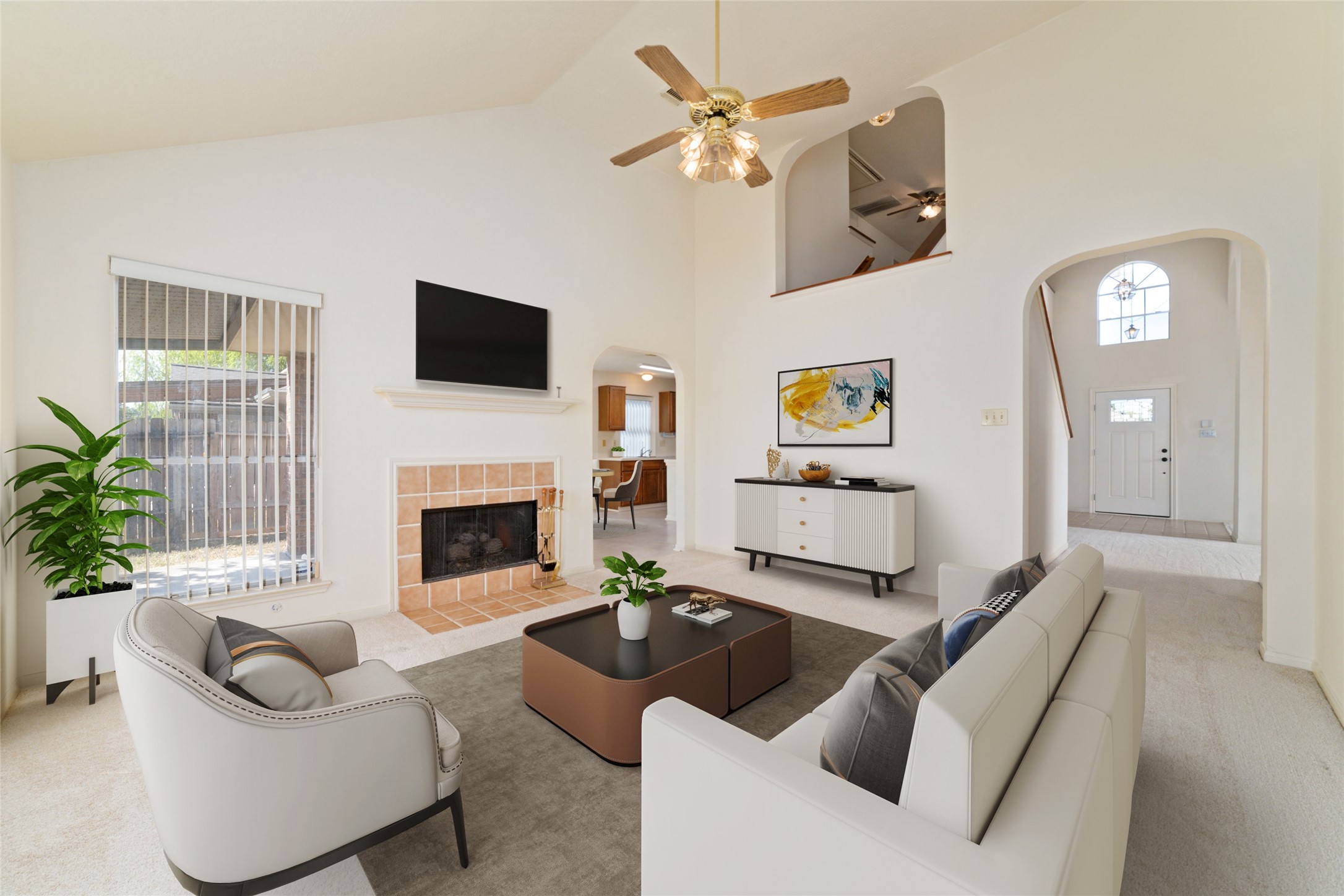3327 Keygate Drive Spring, TX 77388 - Photo 13 of 37 a living room with furniture and a fireplace