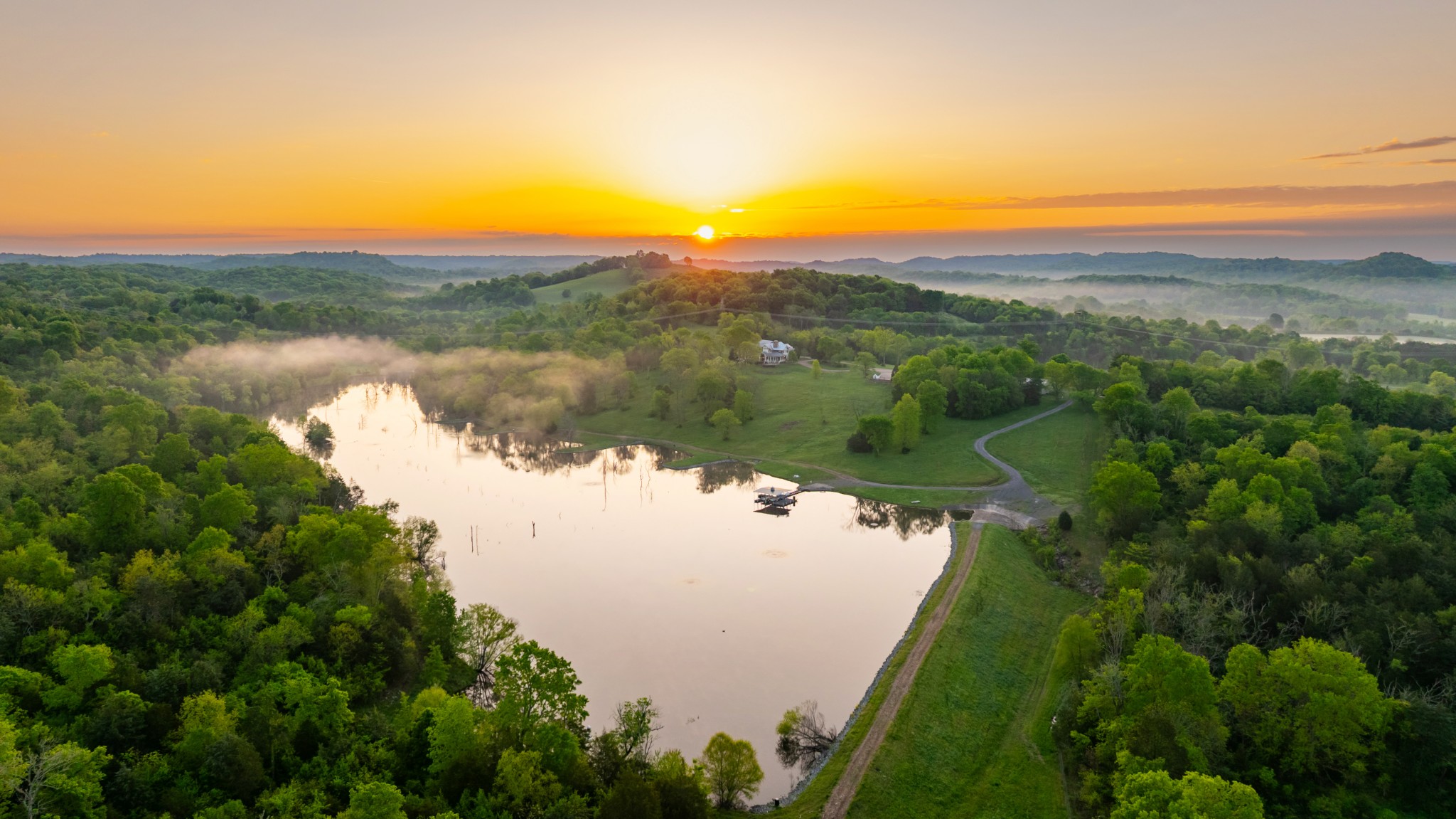 a view of lake with mountain