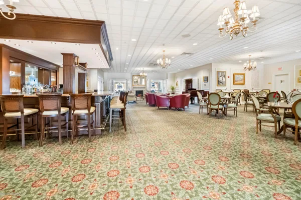 a view of a dining area with furniture
