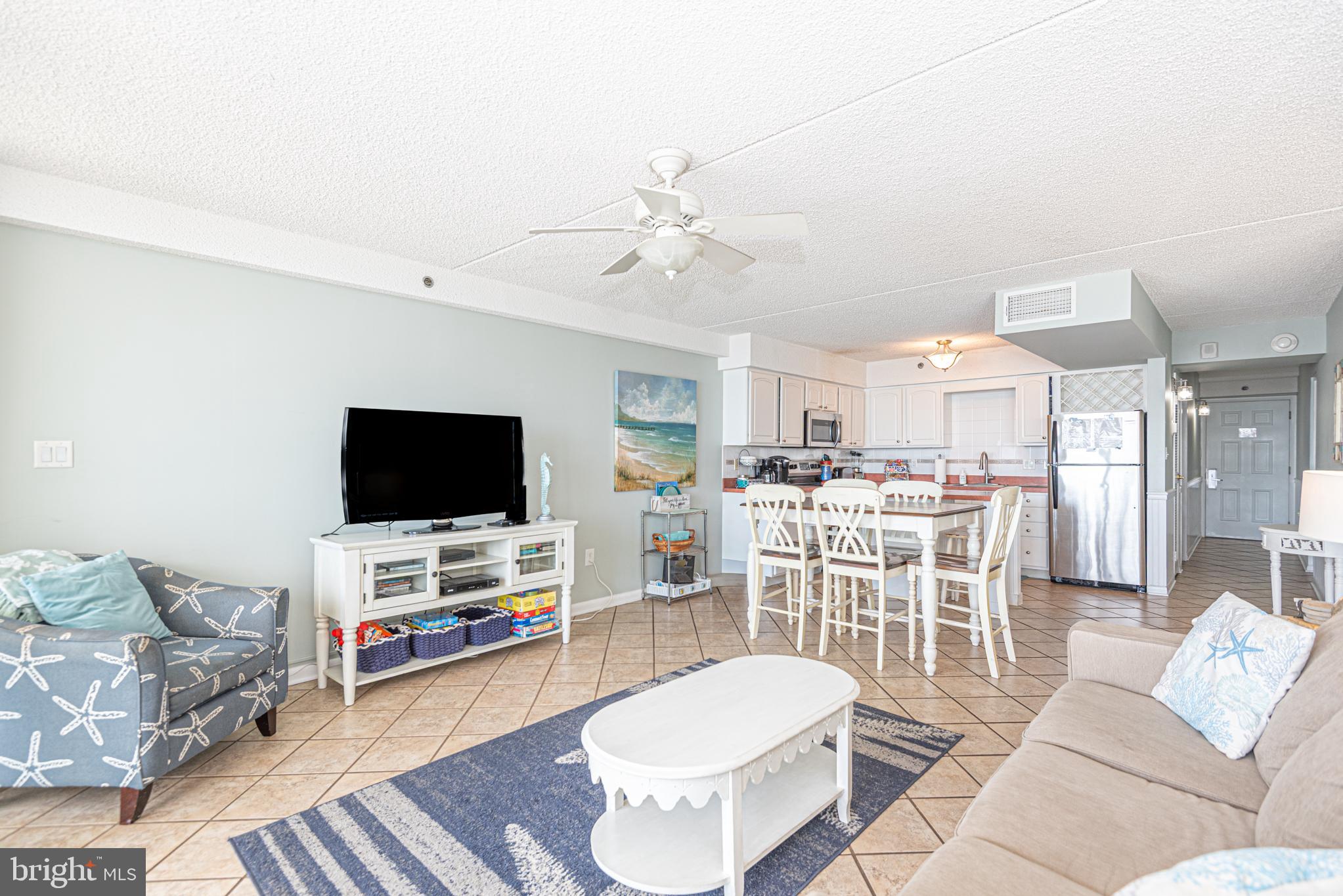 11700 Coastal Highway, Unit 1109 Ocean City, MD 21842 - Photo 19 of 50 a living room with furniture and a flat screen tv