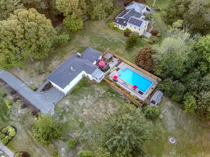 an aerial view of a house