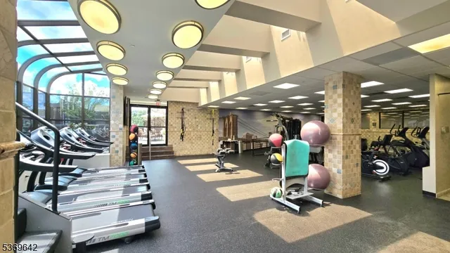 a view of a room with gym equipment