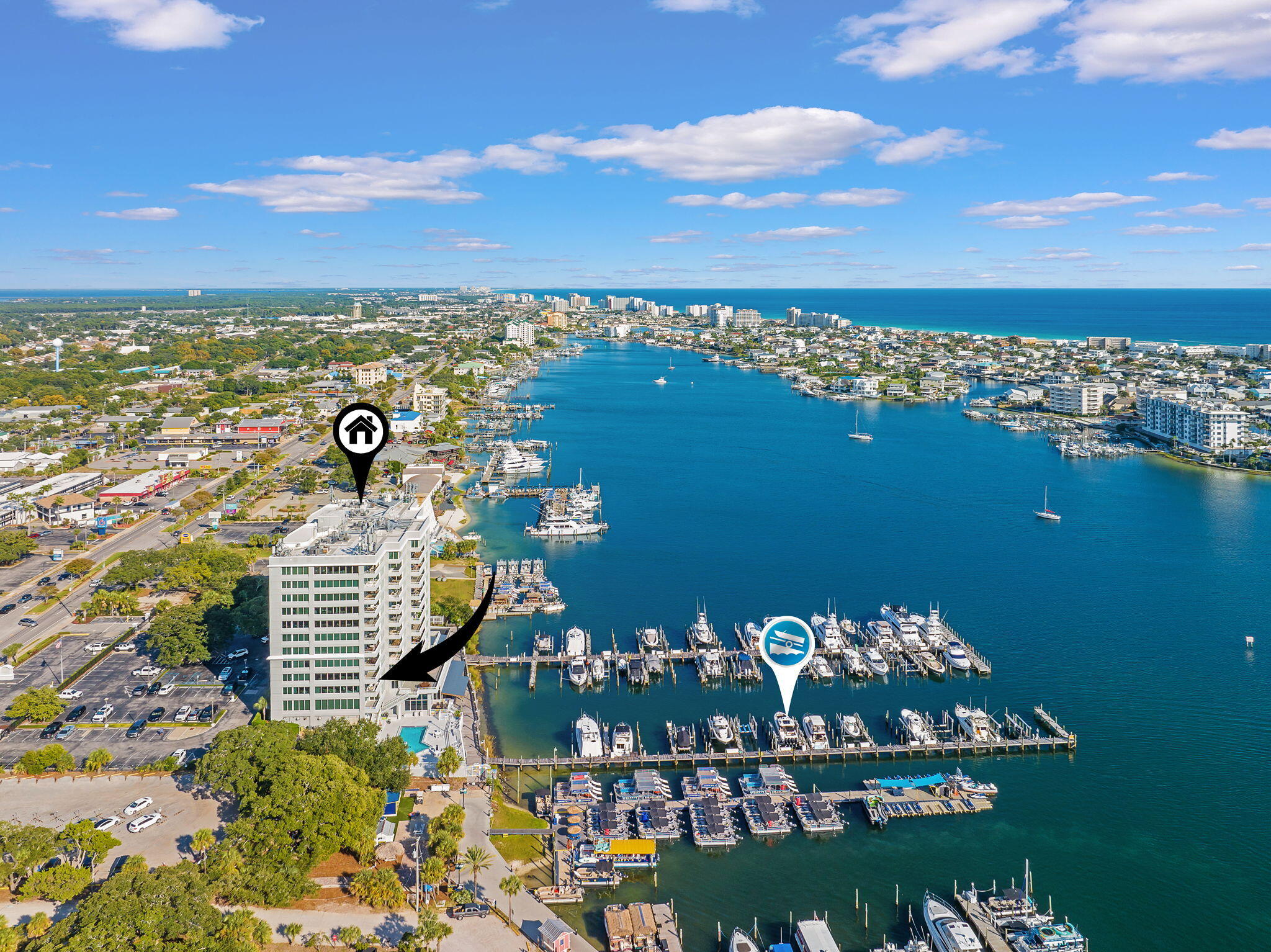 a view of a city with ocean view