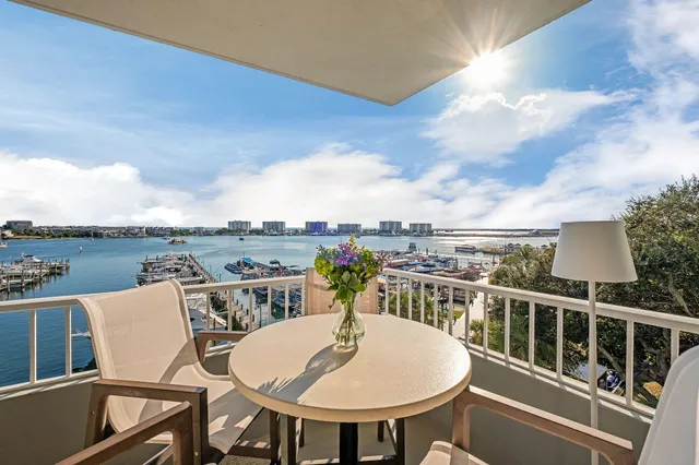 a view of a balcony with city view