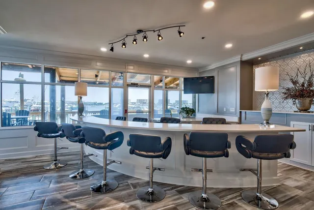 a view of a lake with a city