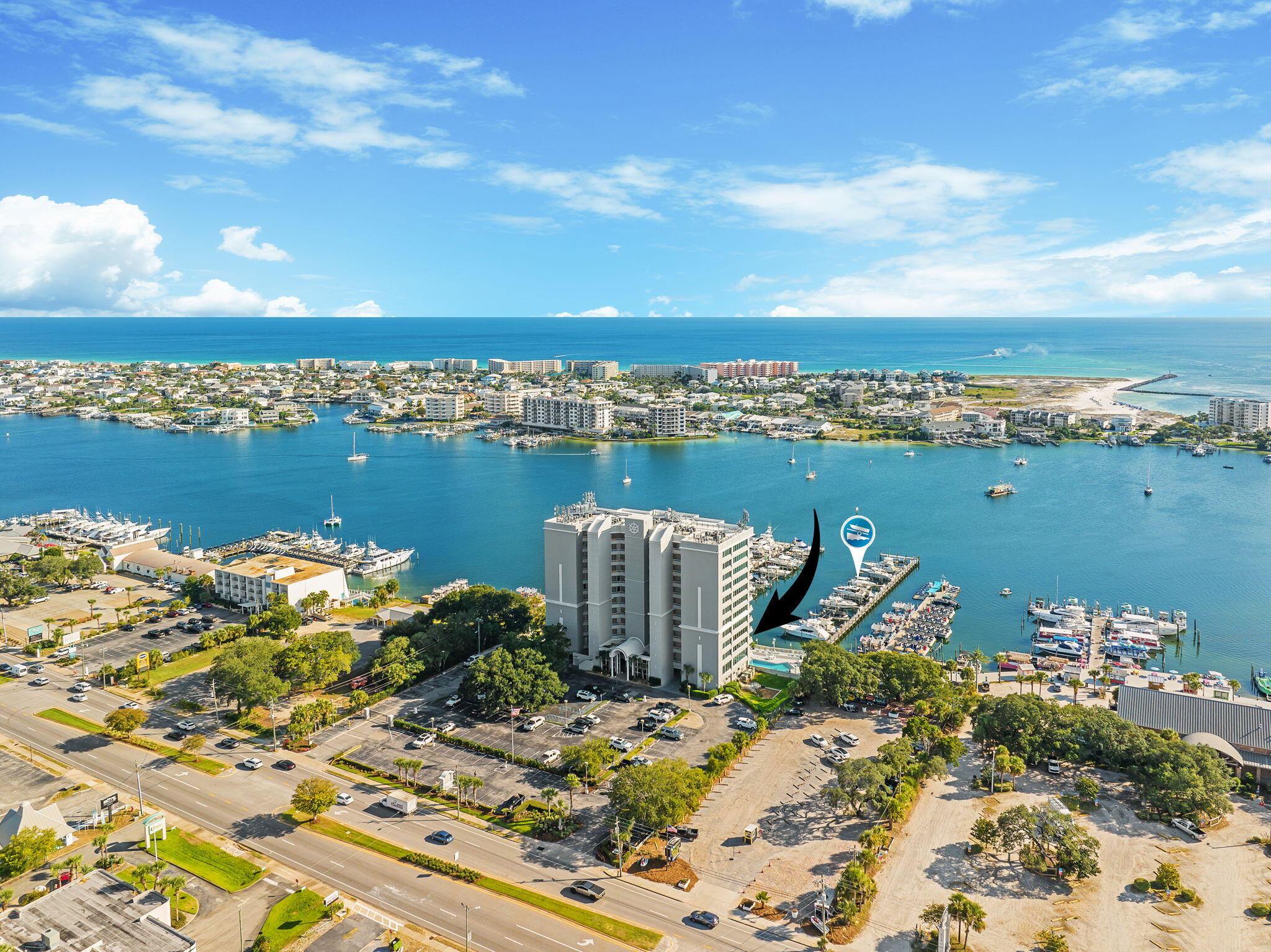 320 Harbor Boulevard, Unit A305 Destin, FL 32541 - Photo 68 of 71 a view of a terrace with lake view and mountain view