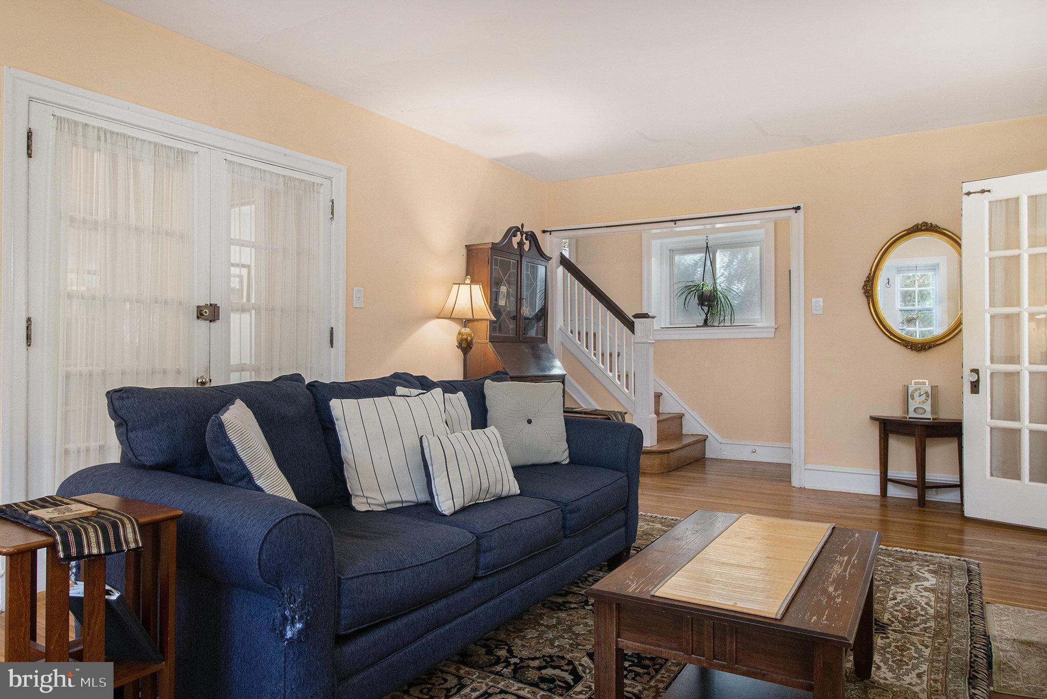 7115 Llanfair Road Upper Darby, PA 19082 - Photo 6 of 49 Living room with French doors to the foyer.