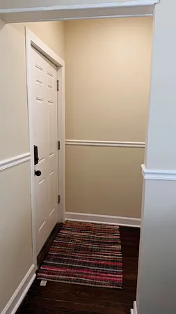 a view of small space with racks on the wall