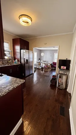 a kitchen with lots of counter top space