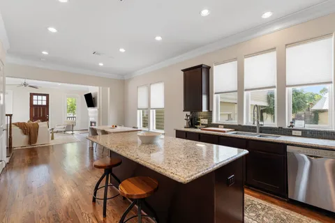 a large kitchen with lots of counter space
