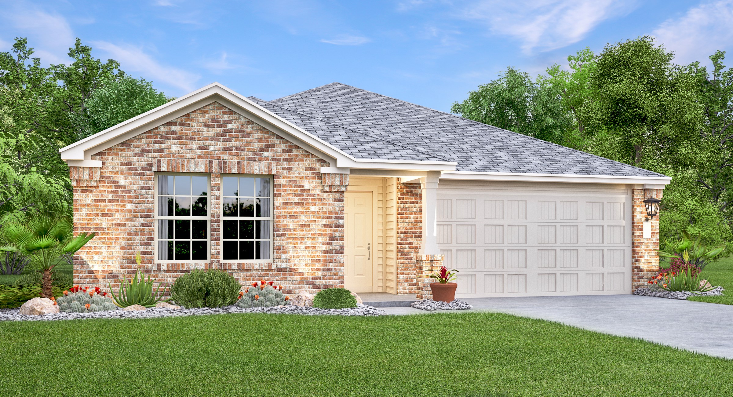 front view of a house with a yard