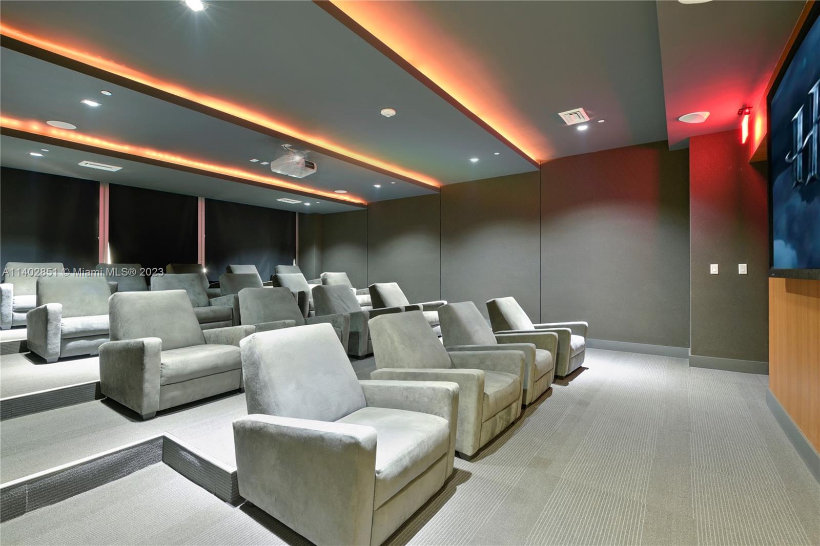 500 Brickell Avenue, Unit 2007 Miami, FL 33131 - Photo 28 of 31 a media room with lots of chairs and a projector screen