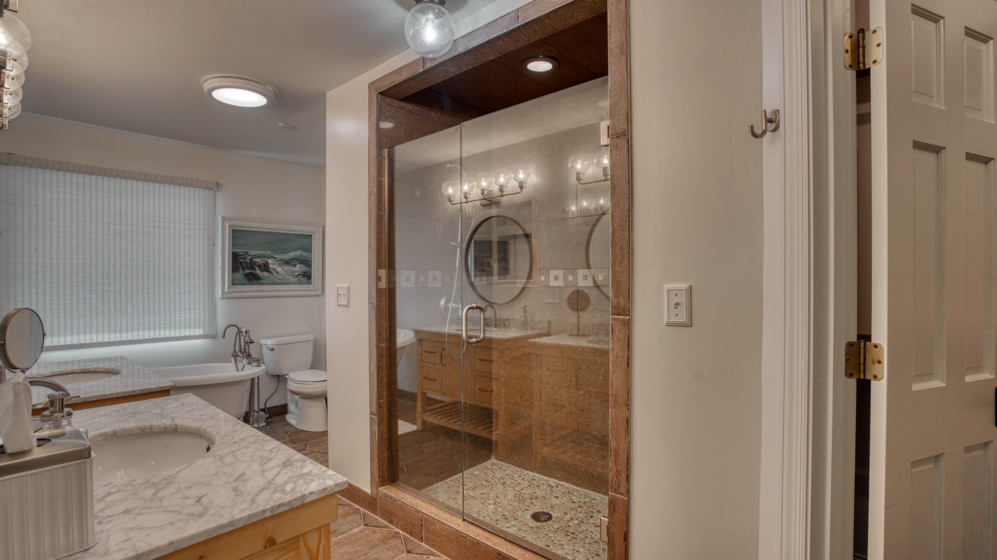 560 Big Spring Hollow Road Pulaski, TN 38478 - Photo 15 of 41 a bathroom with a granite countertop sink a mirror and shower