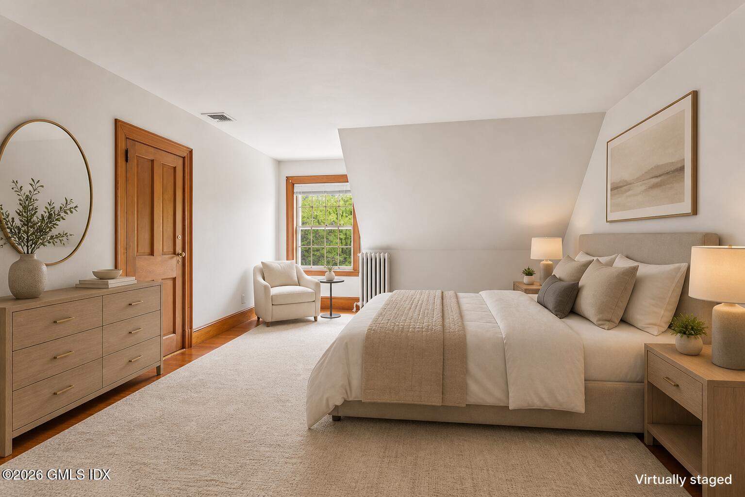 98 Byram Shore Road, Unit CARRIAGE HOUSE Greenwich, CT 06830 - Photo 8 of 19 Bedroom 1 virtually staged