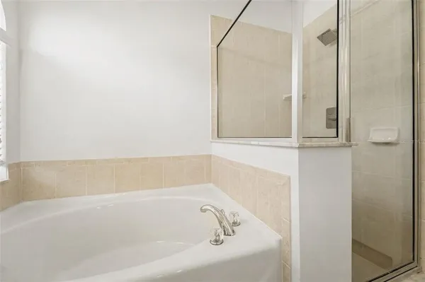 a bathroom with a bathtub