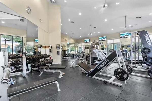 a view of a swimming pool with a patio