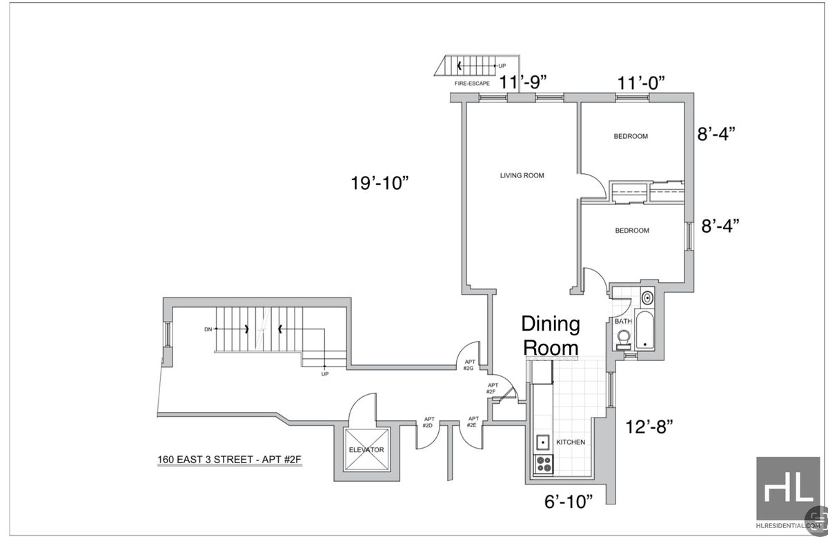 160 East 3rd Street, Unit 2F Manhattan, NY 10009 - Photo 19 of 20 a picture of a floor plan
