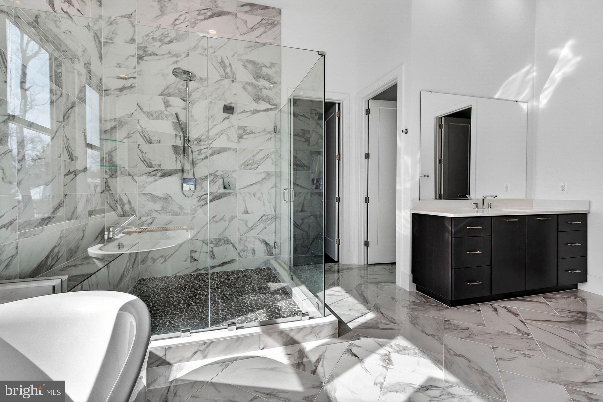 1221 Riley Preserve Court McLean, VA 22102 - Photo 31 of 94 a bathroom with a granite countertop sink a toilet and shower